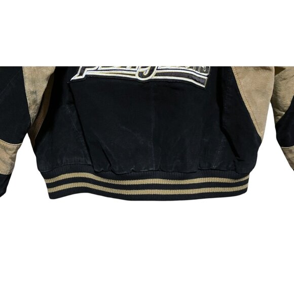VTG Pittsburgh Penguins Suede Jacket L Bomber Letterman G-III Sports Carl Banks - Picture 10 of 16